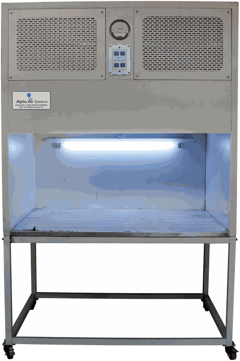 Vertical laminar air flow workstation with stainless steel panels